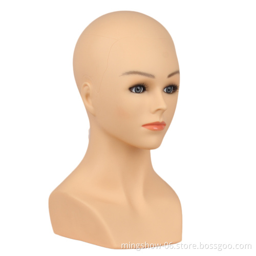 Realistic  mannequin head and shoulder and tripod stand for wig display